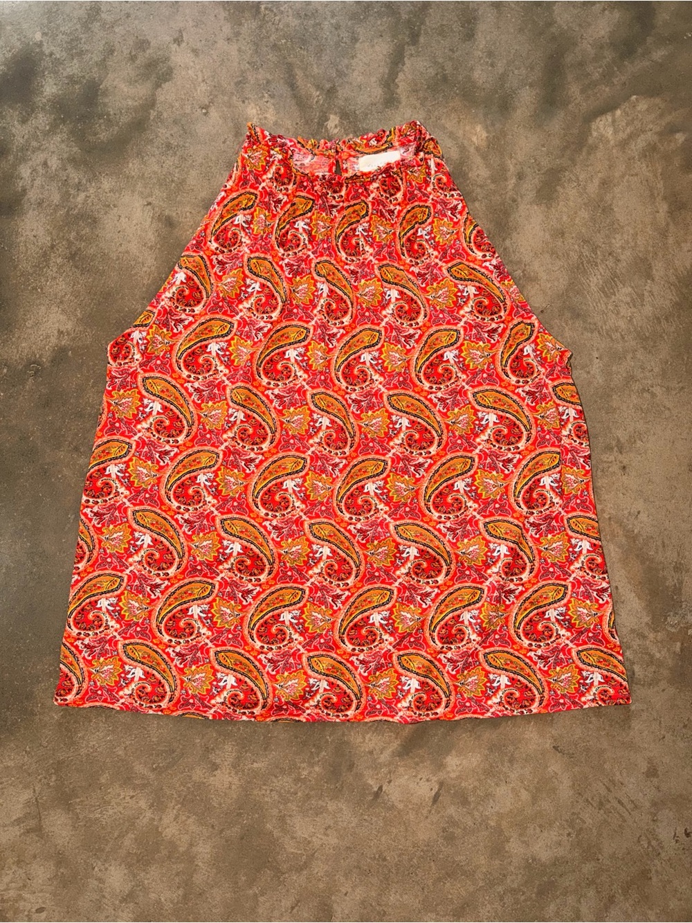 MELLODAY Red Paisley High Neck Sleeveless Blouse Tank Top M - Picture 1 of 12